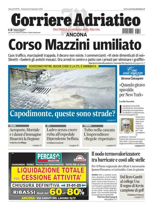 Prima-pagina-corriere adriatico-edizione-di-oggi-19-01-2025